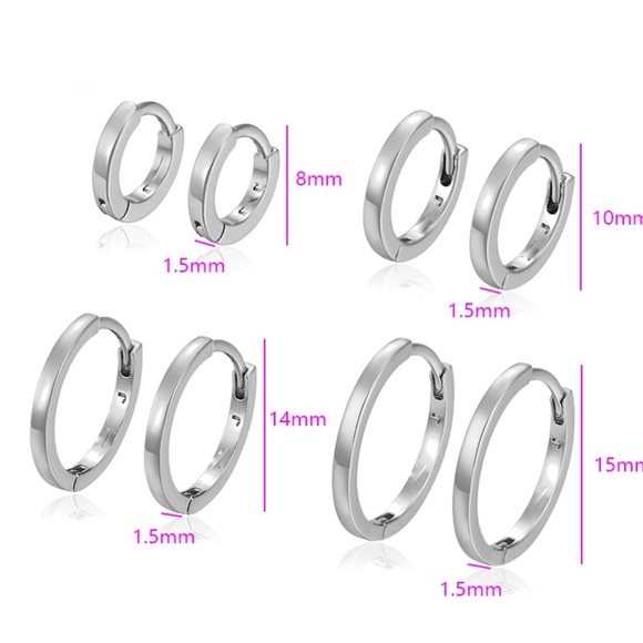 Silver Hoops Set | 4 Pairs | Platinum Plated Hoop Earrings - Picture 2 of 10